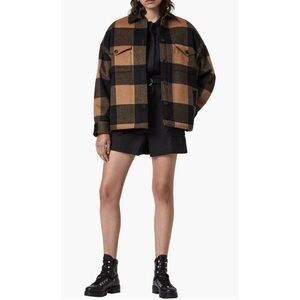 All Saints Women’s Luella Black and Brown Check Jacket